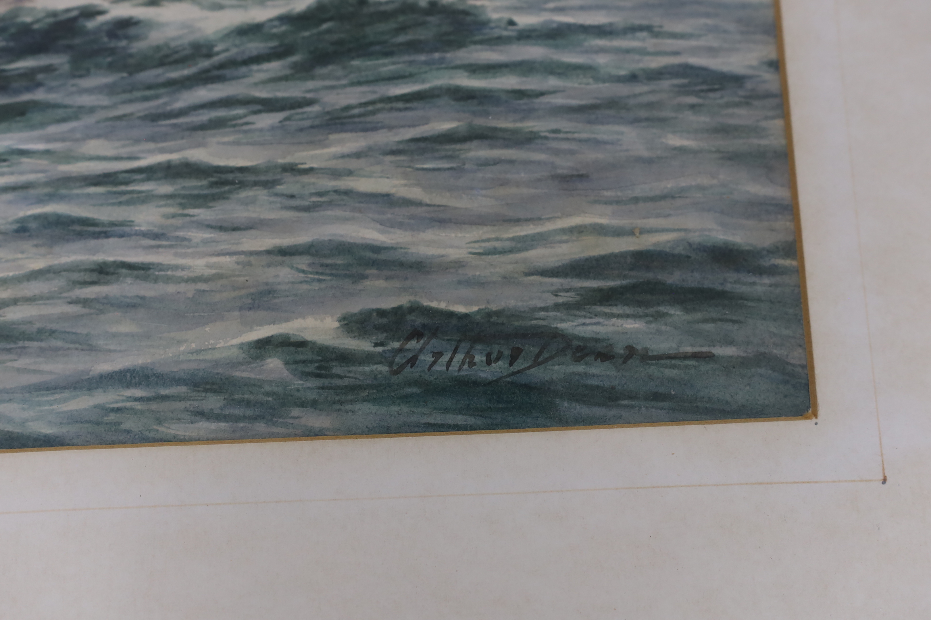 Arthur Dean (Exh. 1899), watercolour, Fishing boat off the coast, signed, 28 x 51cm